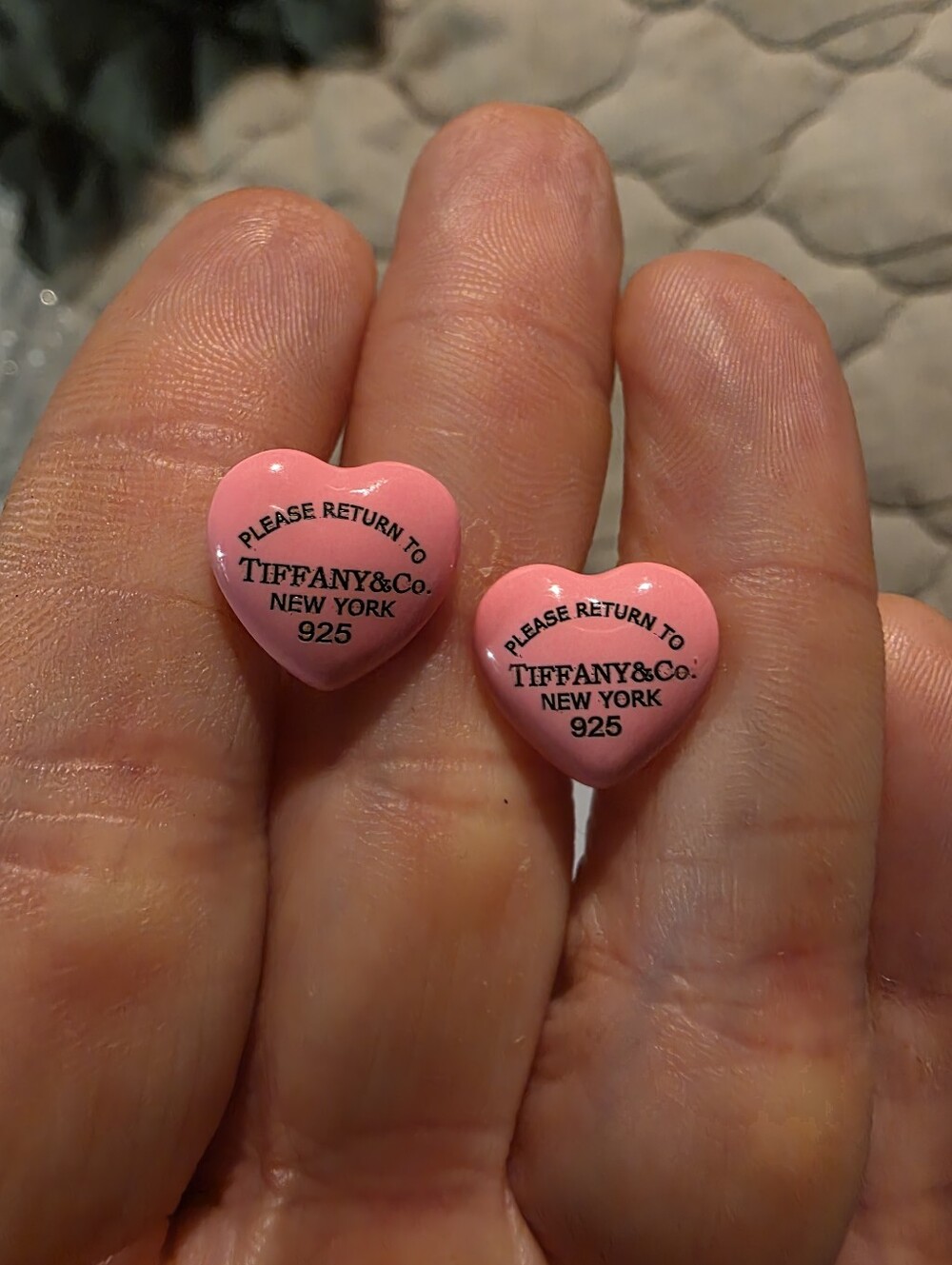 USED....Tiffany & Co. Pink Heart Return-to-Brand Stud Earrings